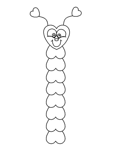 Valentine's Day heart caterpillar coloring page