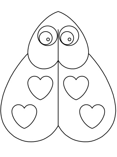 Valentine's Day heart ladybug coloring page