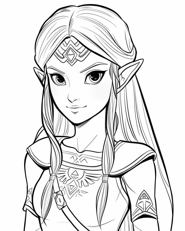 coloring page of Princess Zelda