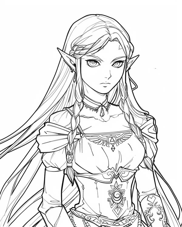 coloring page of Princess Zelda