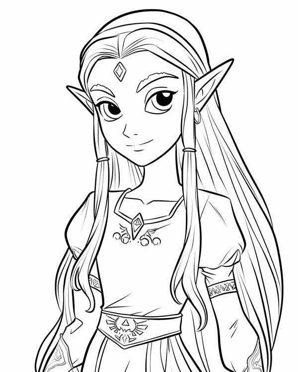 coloring page of Princess Zelda