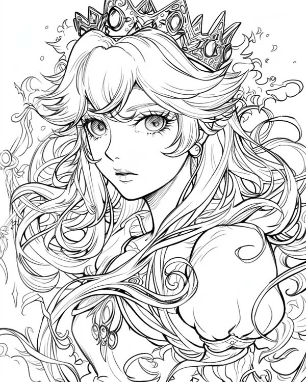 anime coloring page of princess peach