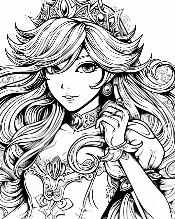 anime coloring page of princess peach