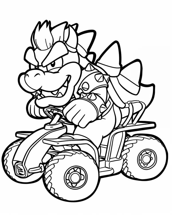 Mario Cart coloring page of Bowser