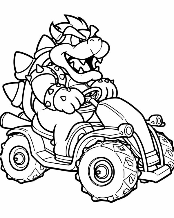 Mario Cart coloring page of Bowser
