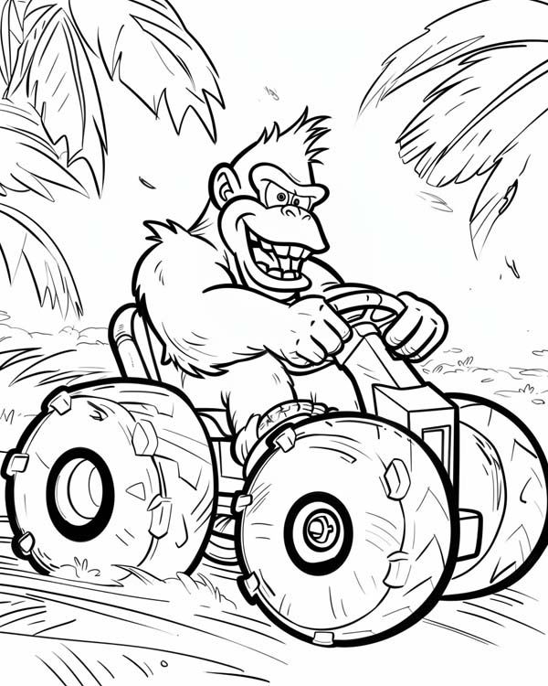 Mario Cart coloring page of Donkey Kong