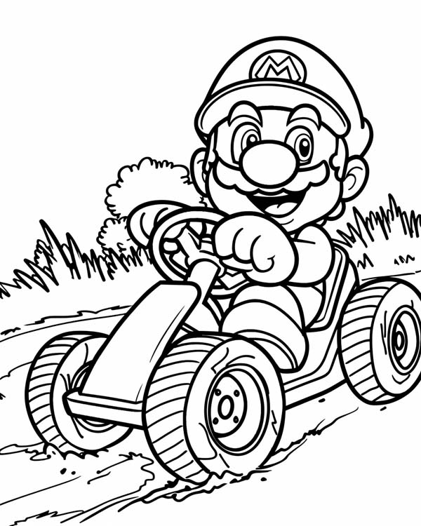 Mario Cart coloring page of Mario