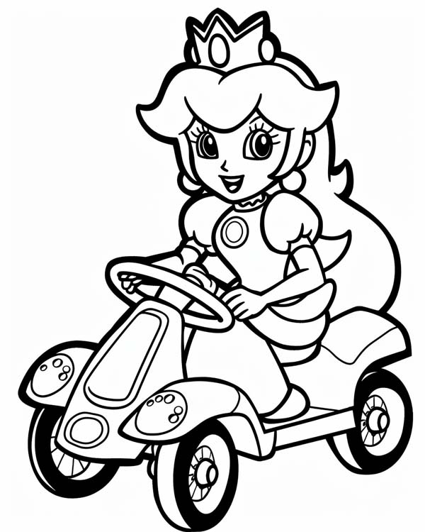 Mario Cart coloring page of Princess Peach