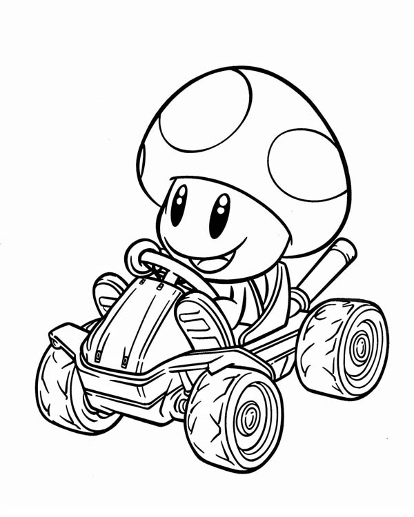 Mario Cart coloring page of Toad