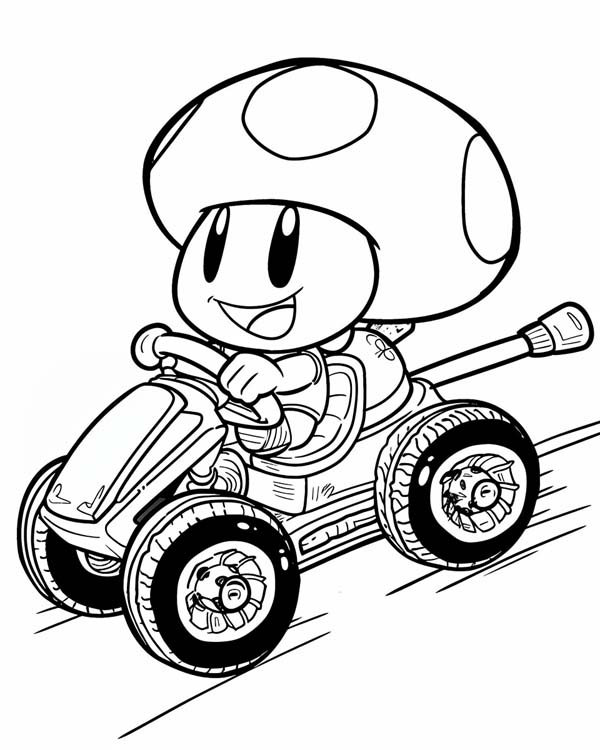 Mario Cart coloring page of Toad