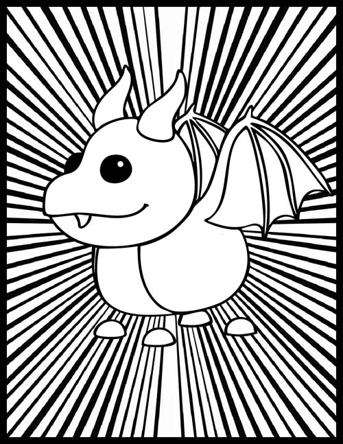coloring page of a roblox adopt me dragon with a graphic background