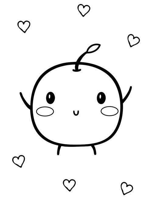 Stardew Valley coloring page of a Junimo and hearts