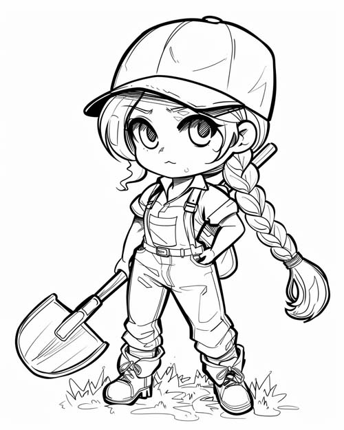 Stardew Valley coloring page of the shovel