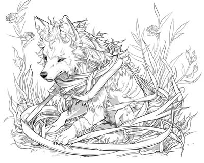 coloring page of Fenrir the wolf