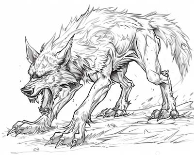coloring page of Fenrir the wolf