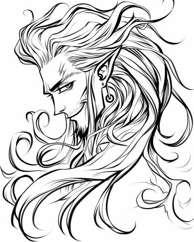 coloring page of the trickster god Loki