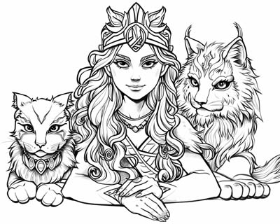 coloring page of Freya with Bygul and Trjegul