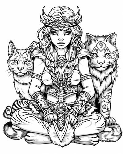 coloring page of Freya with Bygul and Trjegul