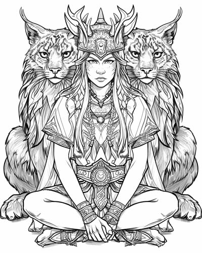 coloring page of Freya with Bygul and Trjegul