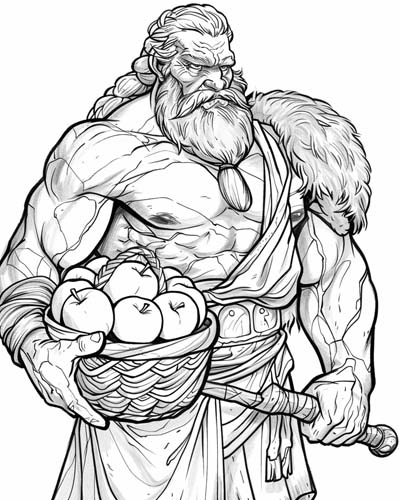 coloring page of Thjazi the giant with the apples of immortality