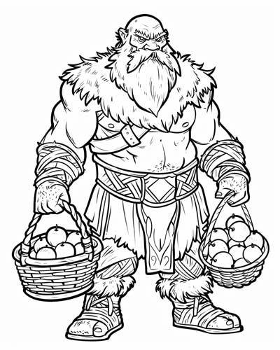 coloring page of Thjazi the giant with the apples of immortality