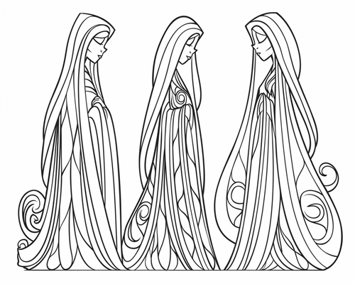 coloring page of the Norns