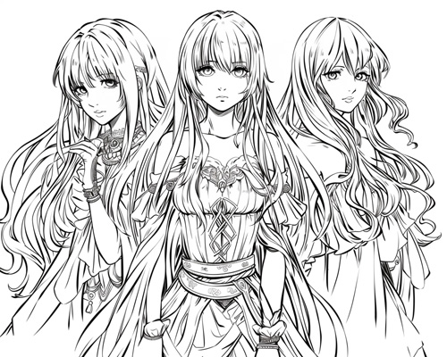 coloring page of the Norns