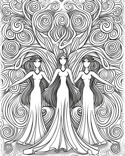 coloring page of the Norns