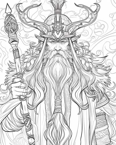 coloring page of the norse god Odin