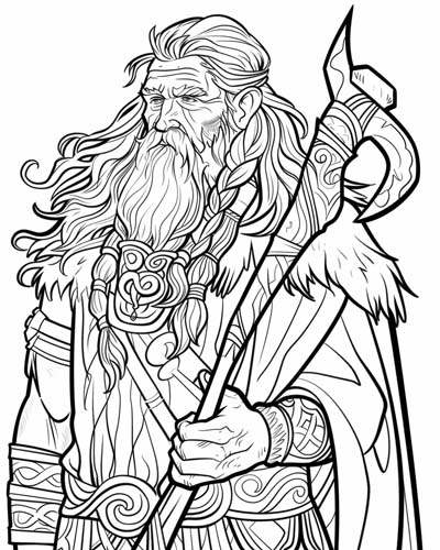 coloring page of the norse god Odin