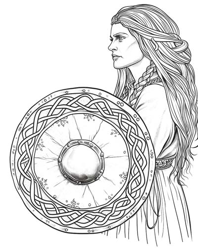 viking shield maiden coloring page