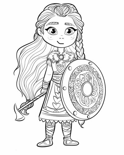 viking shield maiden coloring page
