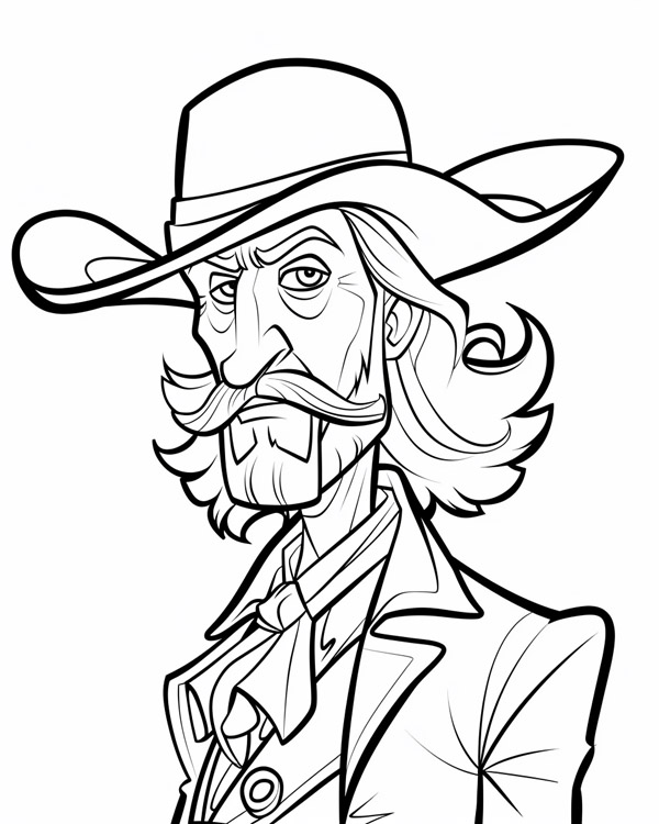 Legends of the West coloring page: cartoon Wild Bill Hickok