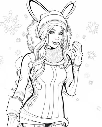 bunny hat coloring page