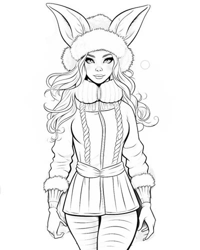 bunny hat coloring page