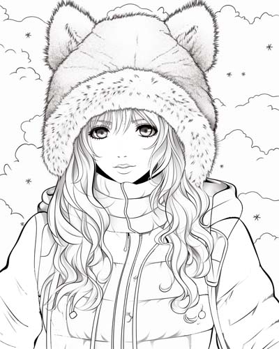 raccoon hat coloring page