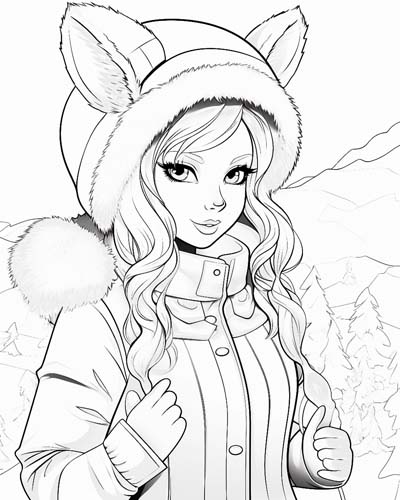 raccoon hat coloring page