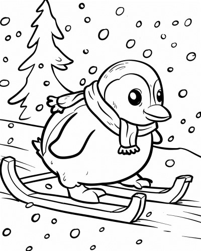 sled penguin coloring pages