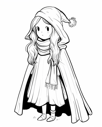warm winter cloak coloring page