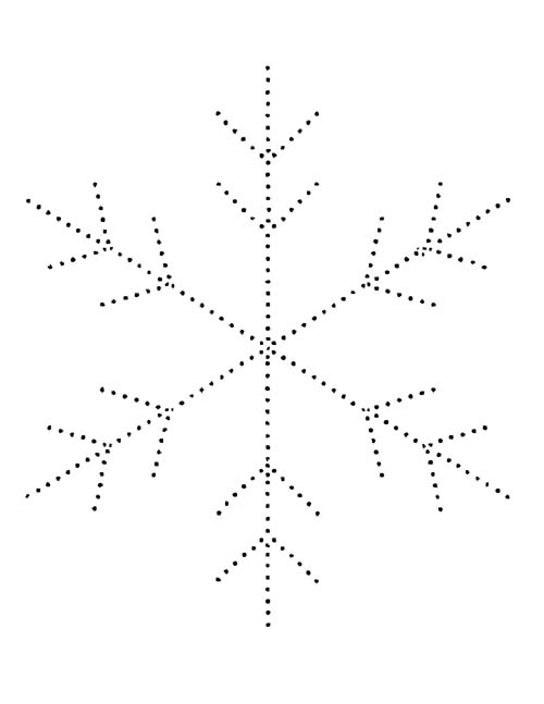 easy dotted outline coloring page of a snowflake