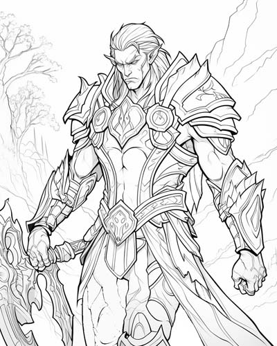World of Warcraft blood elf coloring page