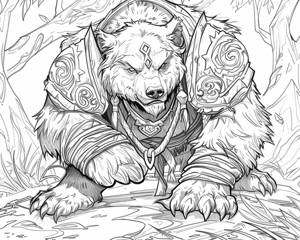 World of Warcraft druid bear form coloring page
