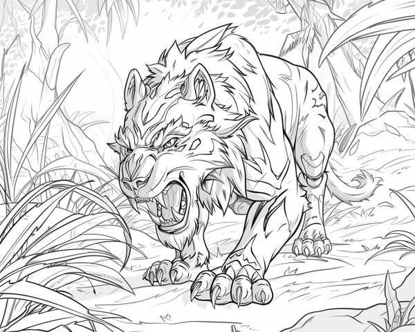 World of Warcraft druid cat form coloring page