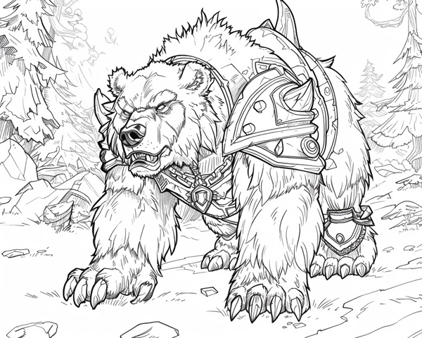 World of Warcraft druid tank form coloring page