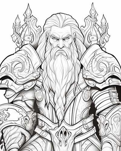 World of Warcraft dwarf coloring page