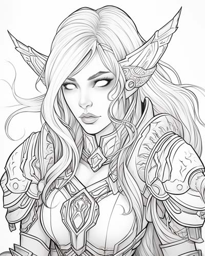 World of Warcraft night-elf coloring page