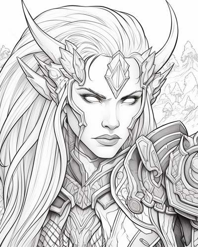 World of Warcraft night-elf coloring page