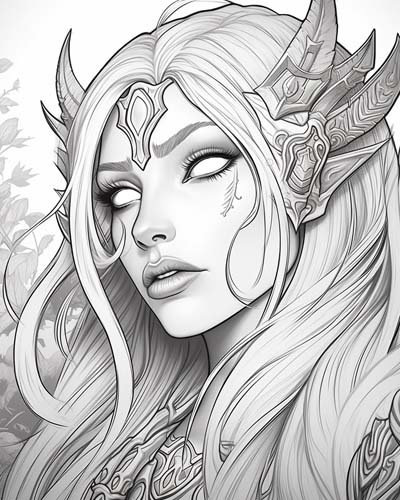 World of Warcraft night-elf coloring page