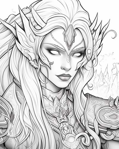 World of Warcraft night-elf coloring page