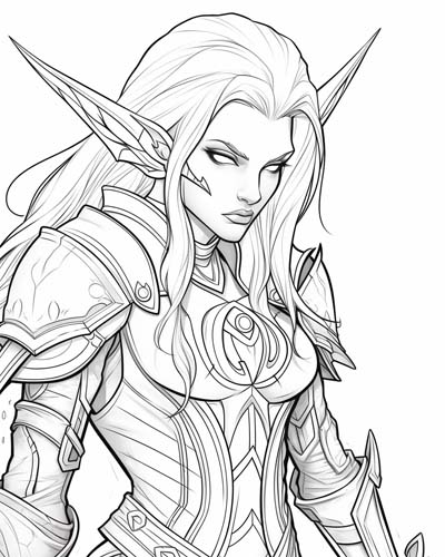 World of Warcraft night-elf coloring page